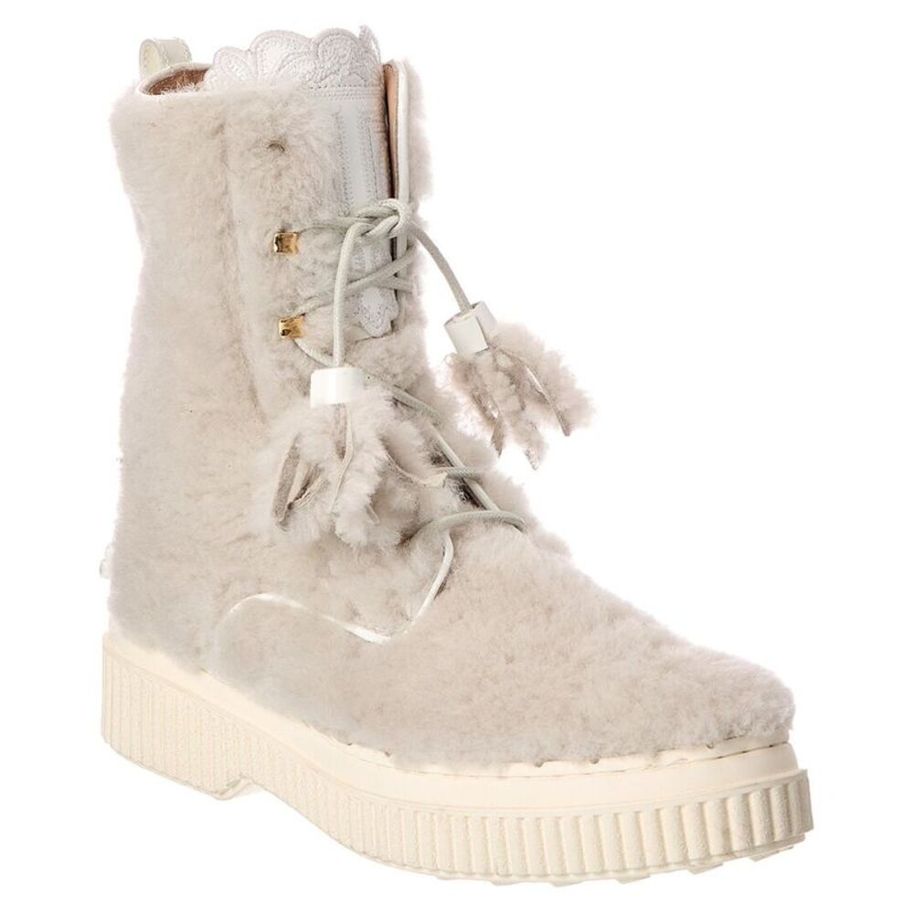Tod’S Shearling & Leather Boot, White